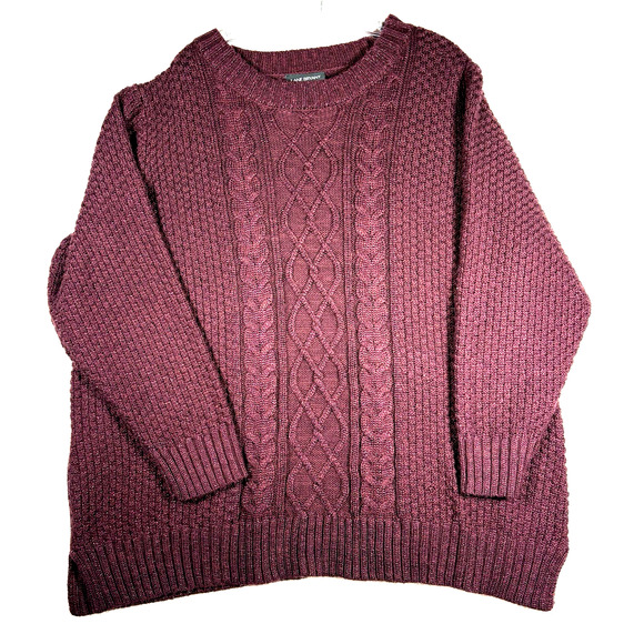 Lane Bryant Tunic Sweater Women's 22 24 Burgundy Cable Tunic Metallic Sparkle - Picture 1 of 10